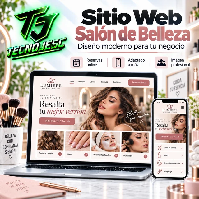 Sitio web para salón de belleza, presentación ilustrativa